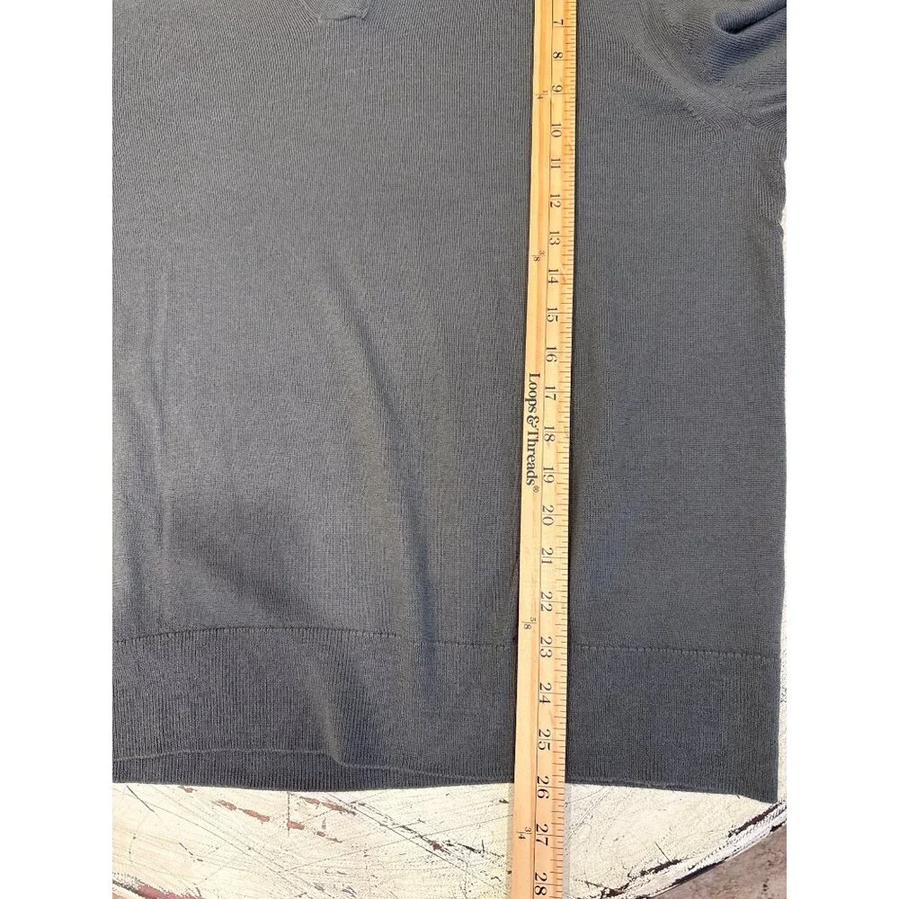 Banana Republic‎ Men's Merino Wool Open Collar Grey Sweater Lg